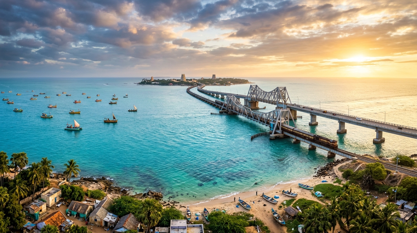 Rameshwaram coastal bridge view